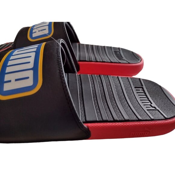 Puma Cool Cat Alumni Retro Black Red Blue Yellow Slides Sandals Mens 12 - Picture 5 of 9